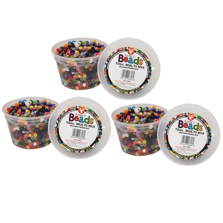 Hygloss Products Bucket O Beads, Multi Mix, 10 oz. Per Pack, PK3 6806